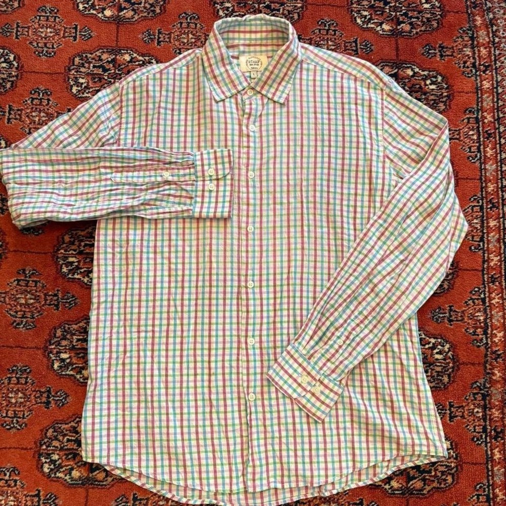 Milano Borromeo CMP Stamp Italiane Men's L Multicolor Plaid Long Sleeve Shirt